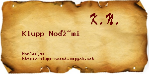 Klupp Noémi névjegykártya